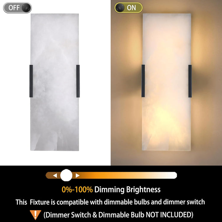 Outdoor Landscape Lighting LED 12V Low Voltage SCH12 Alabaster Marble 15" Indoor Wall Sconce Light Dimmable LED E12 Candelabra Base Socket Line Voltage 120V