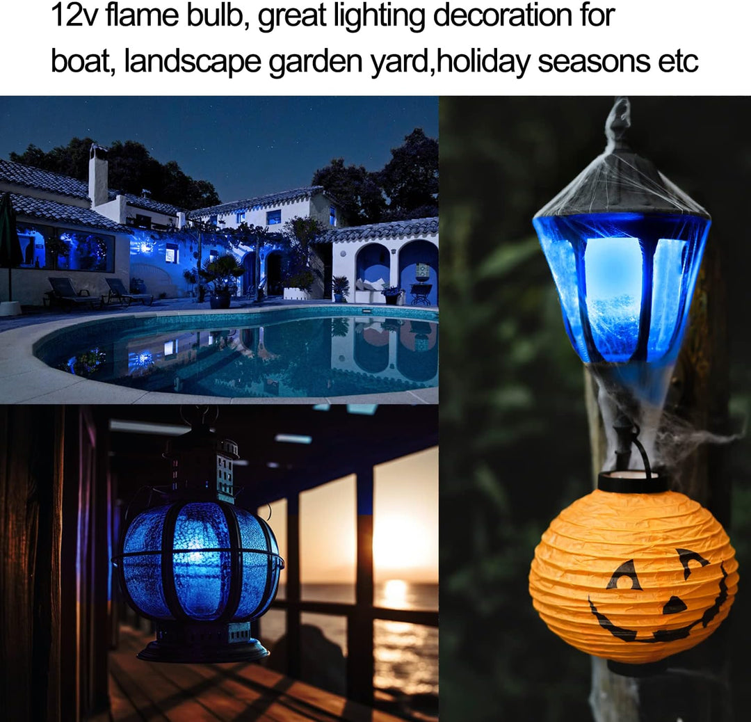 Outdoor Landscape Lighting LED 12V Low Voltage 2-Pack Flame Light AC/DC LED E26 Standard Base Light Bulbs Energy Saving Light Bulb Tiki Torch for Holiday, Halloween, RV, Landscape and Post Lighting Package
