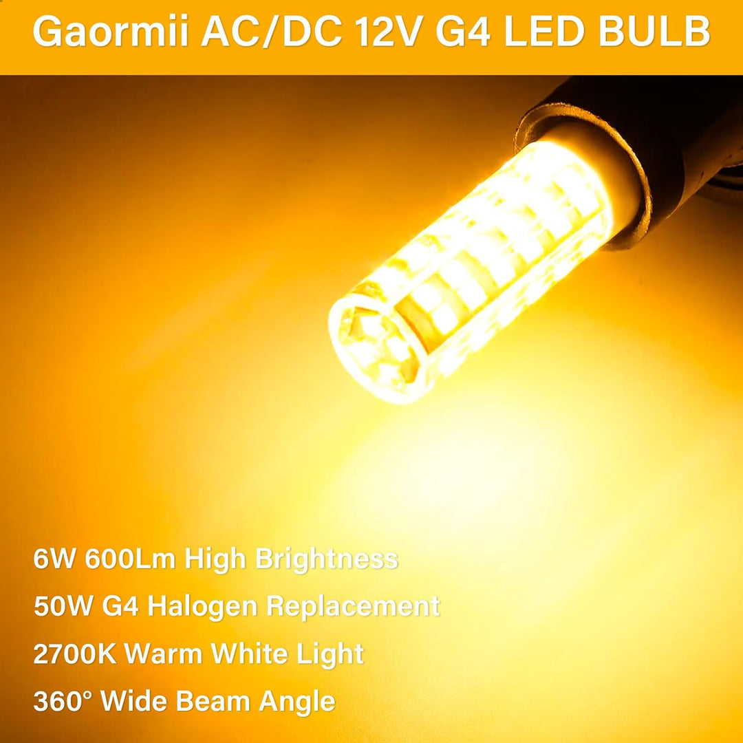 Outdoor Landscape Lighting LED 12V Low Voltage 6-Pack 6W G4 12V AC/DC 2700K 600LM Non-Dimmable SMD Bi Pin LED Capsule Bulb Energy Efficient Light Package