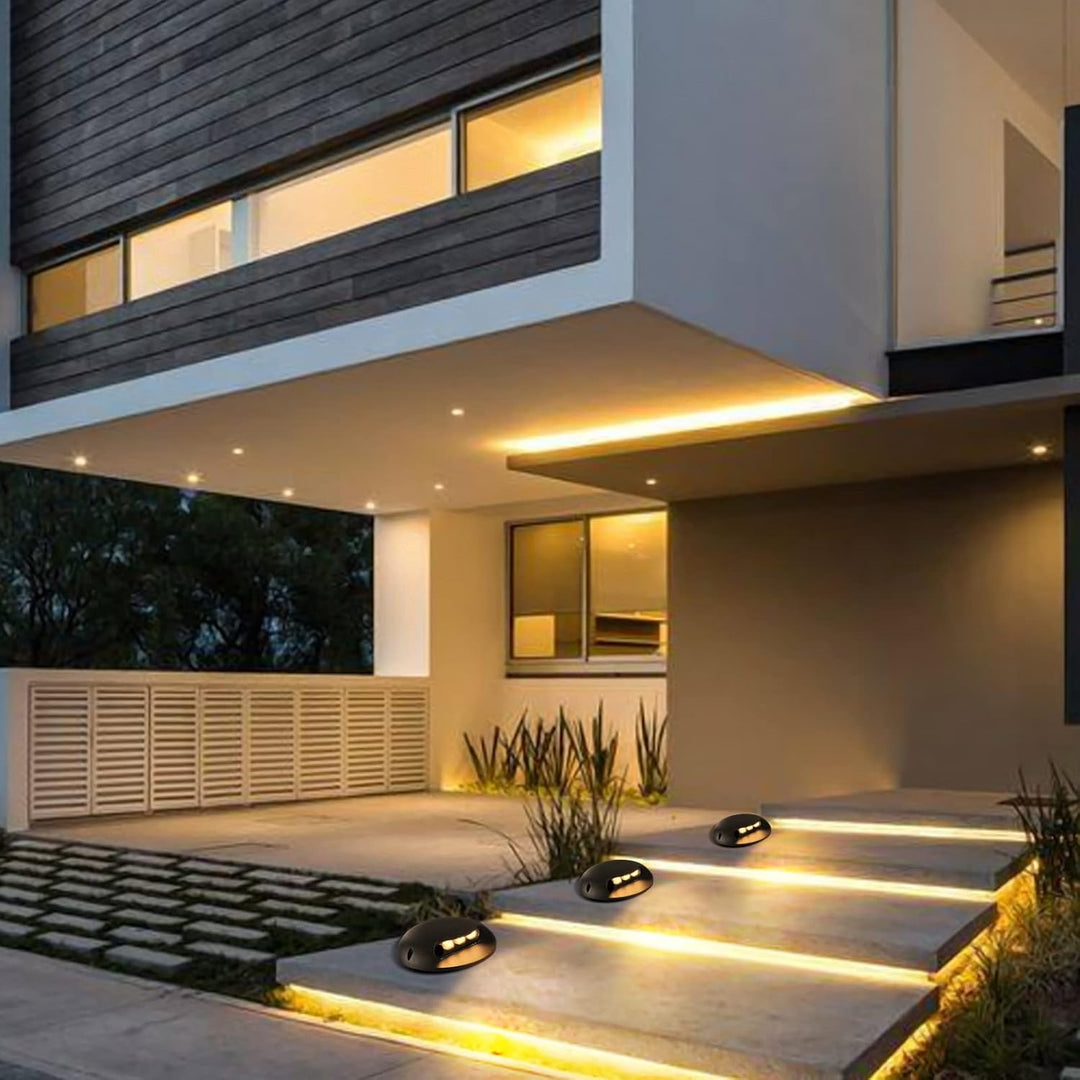 Outdoor Landscape Lighting LED 12V Low Voltage STAH05 120V LED Aluminum Outdoor Step Lights, 3000K Warm White Stair Lighting Package, 3W LED Lights for Step Stair, IP65 Waterproof
