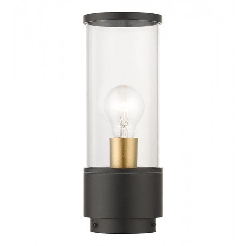 Outdoor Landscape Lighting LED 12V Low Voltage Atlantic Medium Base 1 Light Bulb Socket Outdoor Medium Post Top Lantern 11.5" x 4.25" Cast Aluminum and Clear Glass, Bronze with Antique Gold Finish Accents 120V for Garden, Exterior Post - 71925-07