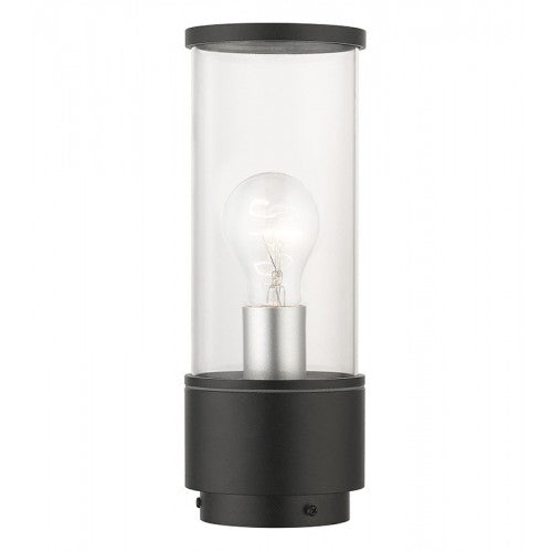 Outdoor Landscape Lighting LED 12V Low Voltage Atlantic Medium Base 1 Light Bulb Socket Outdoor Medium Post Top Lantern 11.5" x 4.25" Cast Aluminum and Clear Glass, Textured Black with Antique Silver Finish Accents 120V for Garden, Exterior Post - 71925-14