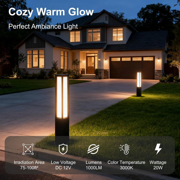 Outdoor Landscape Lighting LED 12V Low Voltage CPLA12 DC12V Low Voltage Integrated LED 3000K Outdoor Aluminum Bollard Path Light Bolted Mount Base IP65 Waterproof 32" 20W 1000LM
