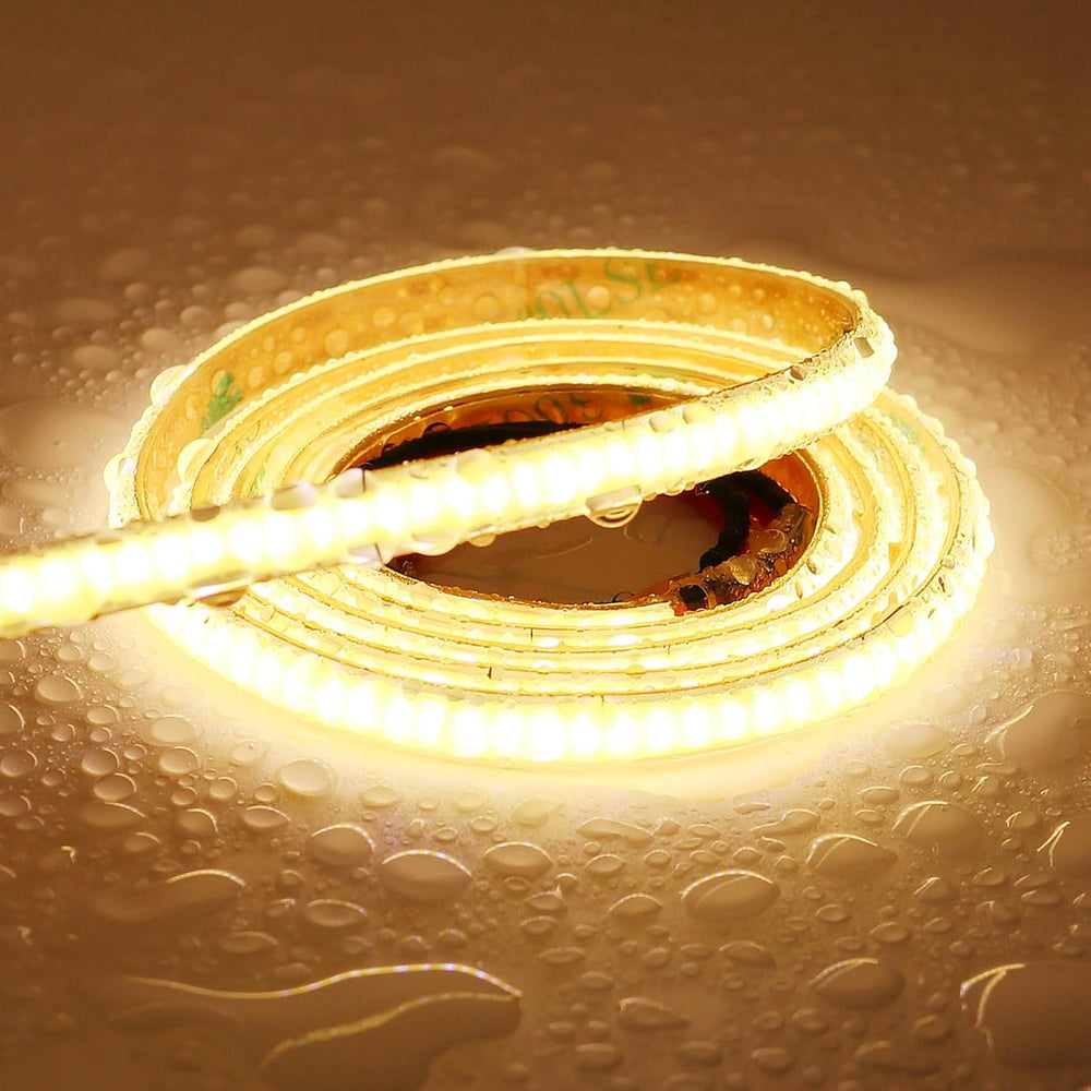 Outdoor Landscape Lighting LED 12V Low Voltage SLD26 Dotless 5mm 1.52W/ft 16.4ft Super Slim Edgeless Single Color Linear DC12V COB LED Strip Lights Low Voltage FCOB Tape Light IP65 Outdoor Waterproof 3000K Warm White