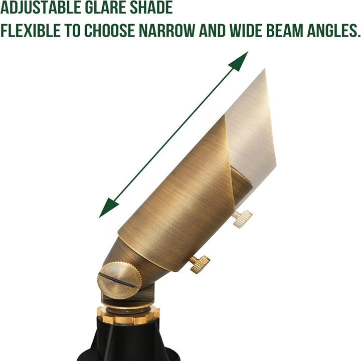 Outdoor Landscape Lighting LED 12V Low Voltage SPBA12 MR8 Mini Brass Spotlight with Adjustable Shroud Low Voltage Outdoor Lighting