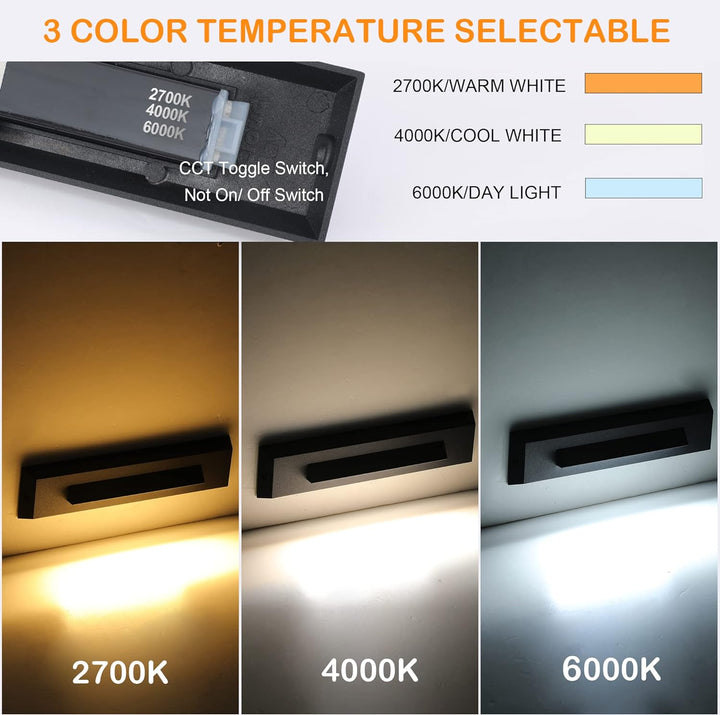 Outdoor Landscape Lighting LED 12V Low Voltage STLA07 6 Pack Low Voltage 3CCT 2700K/4000K/6000K LED Step Lights Outdoor Package, 2.5W Accent Lighting Fixtures