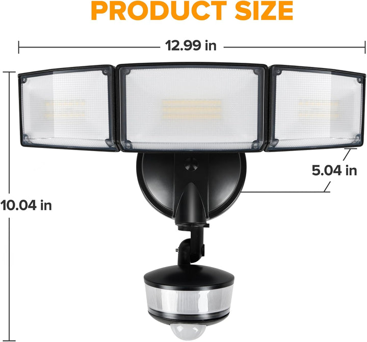 Outdoor Landscape Lighting LED 12V Low Voltage 74W Wired Outdoor LED Flood Light, 120V 5000K Motion-Sensor Security Light 8000LM, IP65