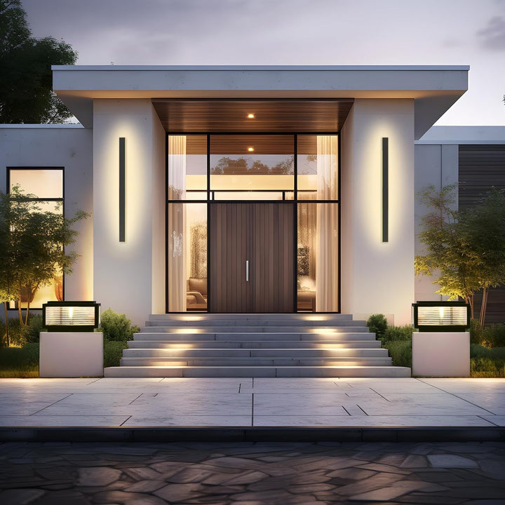 Outdoor Landscape Lighting LED 12V Low Voltage CPLA05 Modern Outdoor Post Light with Tempered Glass Shade Fence Deck Cap Lantern with E26 9W 3000K 110V AC Line Voltage Stainless Steel LED IP55 Waterproof, Electric-Powered, with Adaptable Low-Voltage E26/E27 LED Compatibility