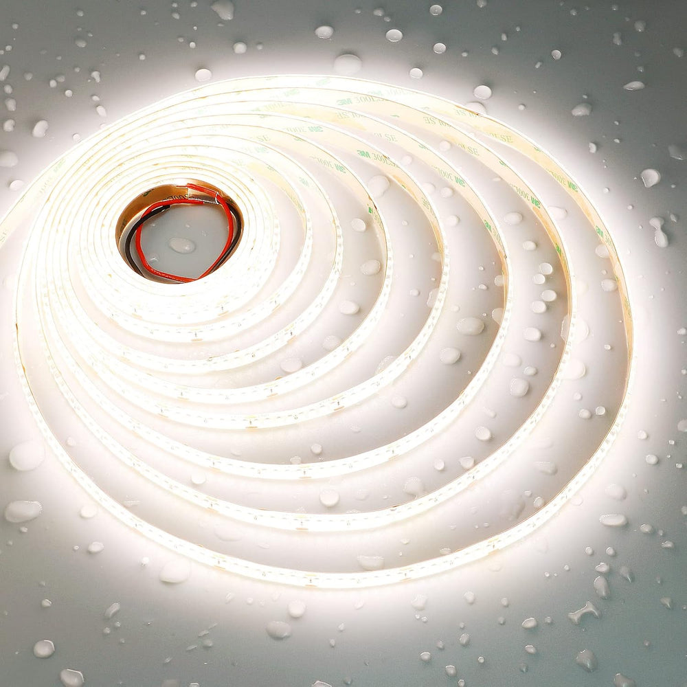 Outdoor Landscape Lighting LED 12V Low Voltage SL15 Ultra Bright Single-Color 3000K/4000K/5000K LED Dimmable Strip Light, 7.31W/ft 16.4ft SMD 2835 Strip Lights IP65 Waterproof Low Voltage 10mm DC24V Super Bright Tape Light 4000K Natural White