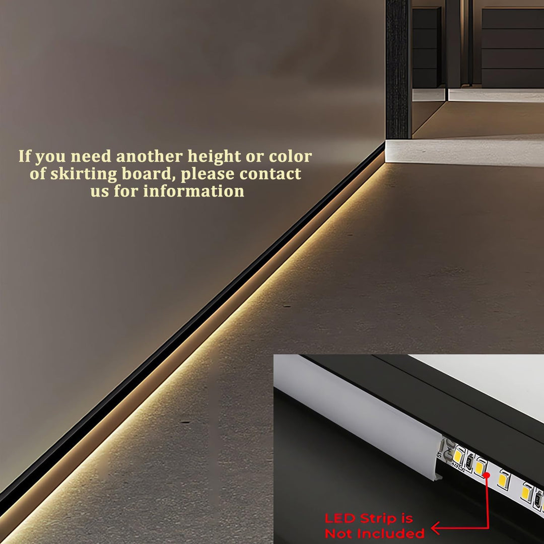 Outdoor Landscape Lighting LED 12V Low Voltage AC14 Skirting Board Black Aluminum Channel with White Frosted Plastic Cover 3.3FT/1M For Max Inner 10.7mm Width LED Strip Lights Pack of 7/10/20