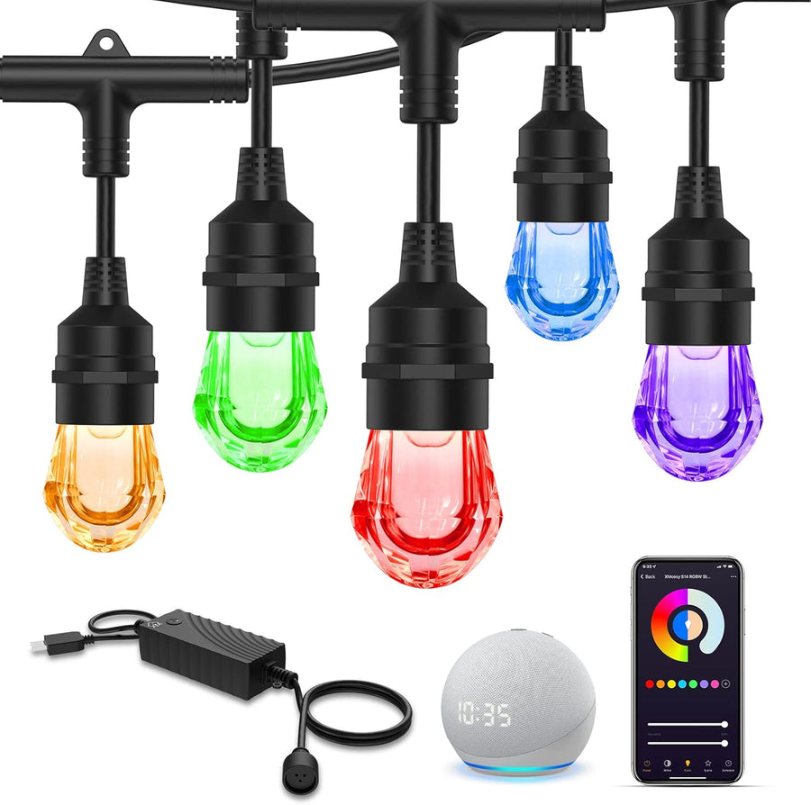 Outdoor Landscape Lighting LED 12V Low Voltage SLR102 LED RGBW Smart Bistro Acrylic String Lights Color Changing Outdoor Weatherproof 12V Edison Bulbs