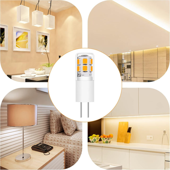 Outdoor Landscape Lighting LED 12V Low Voltage 10 Pack 120V Line Voltage G4 1.3W Bi Pin 3000K/6000K LED Ceramic Capsule Bulb Energy Efficient Light