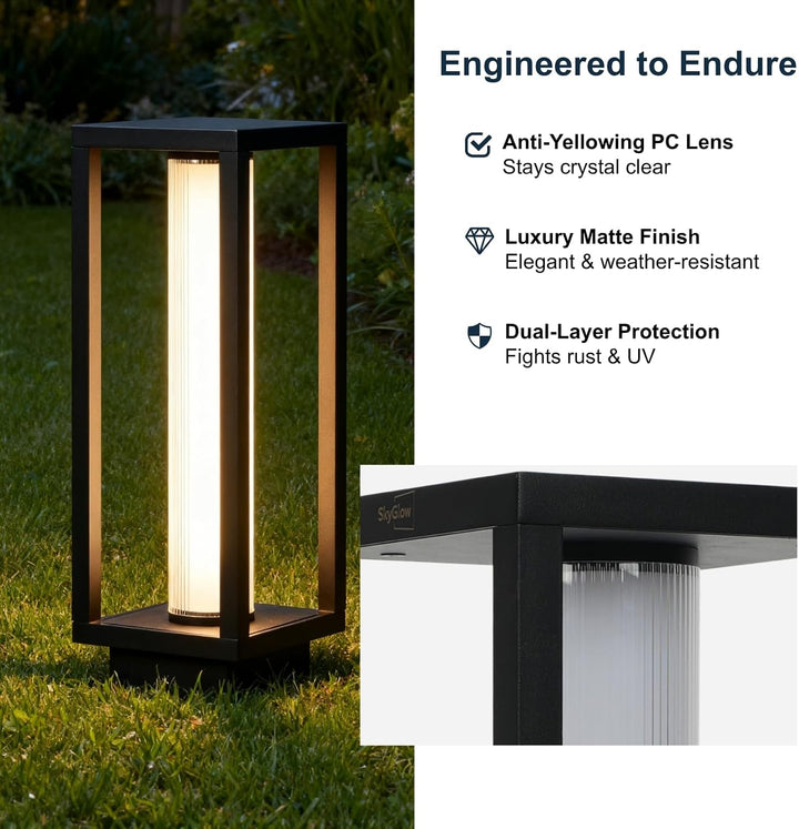 Outdoor Landscape Lighting LED 12V Low Voltage CPLA15 DC12V Low Voltage Integrated 10W 15" LED 3000K Outdoor Aluminum Ribbed Area Path Light Bolted Mount Base IP65 Waterproof