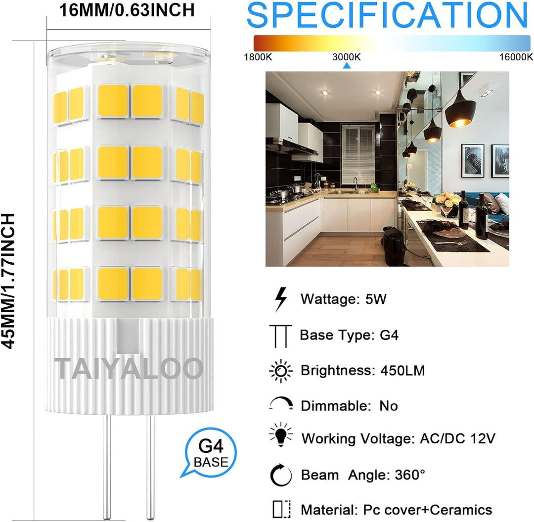Outdoor Landscape Lighting LED 12V Low Voltage 6x/10x Package G4 5W Bi Pin 2700K/4000K/5000K LED Capsule 12V Bulb Energy Efficient Light IP65 Waterproof