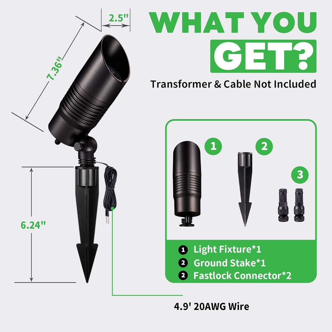Outdoor Landscape Lighting LED 12V Low Voltage ALSR04 RGB+2700K-5000K LED Landscape Spotlights Package, 5W Low Voltage 12V Cast Aluminum Directional Outdoor Landscape Lighting IP65 Waterproof