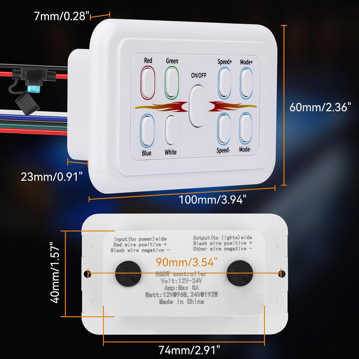 Outdoor Landscape Lighting LED 12V Low Voltage LED and Strip Light RGBW Switch Dimmer Wall Mounted Panel Controller for DC12V/24V 8A