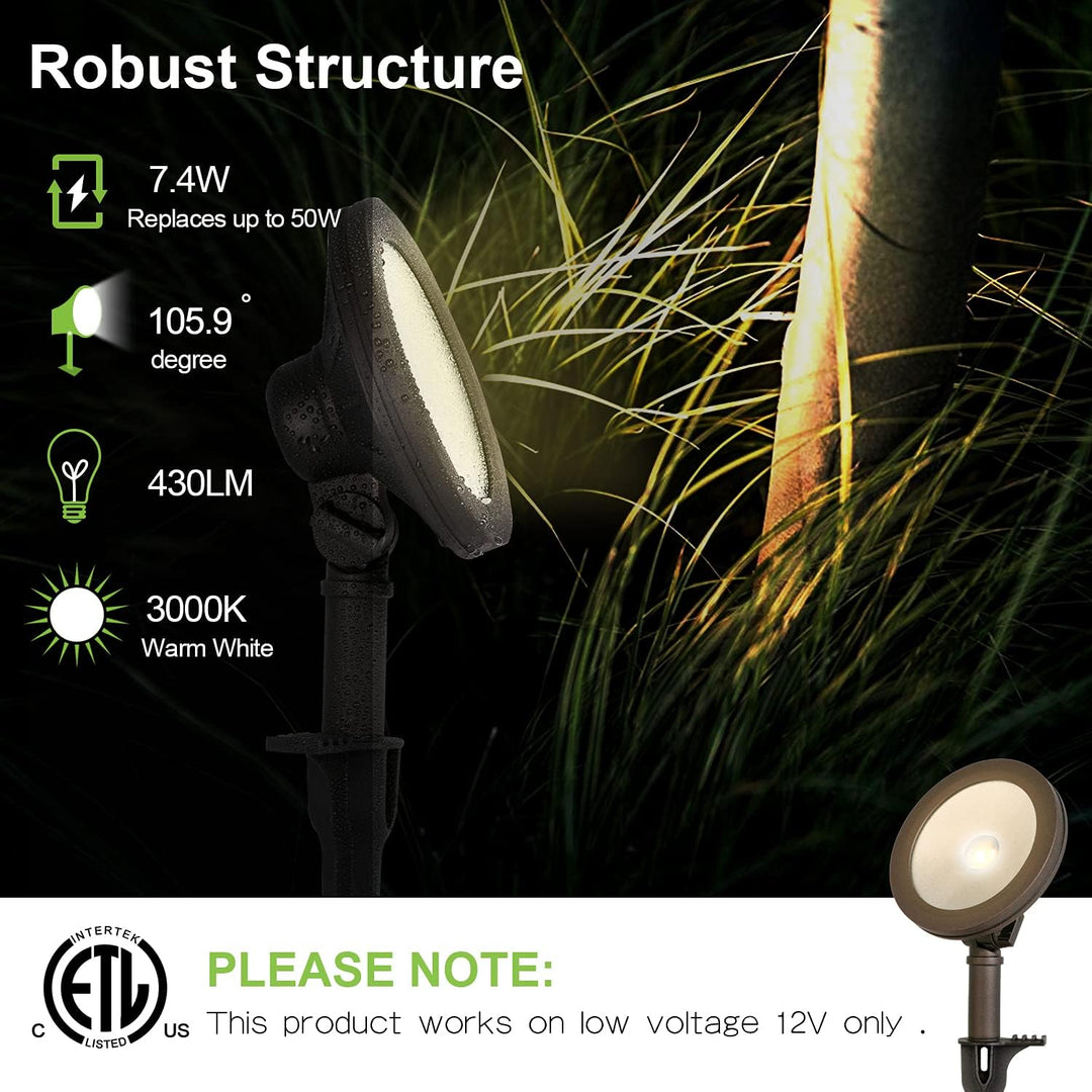 Outdoor Landscape Lighting LED 12V Low Voltage ALF01 4-Pack 7.4W 430LM LED Landscape Lighting Package, Die-Cast Aluminum Wall Wash Spot Light