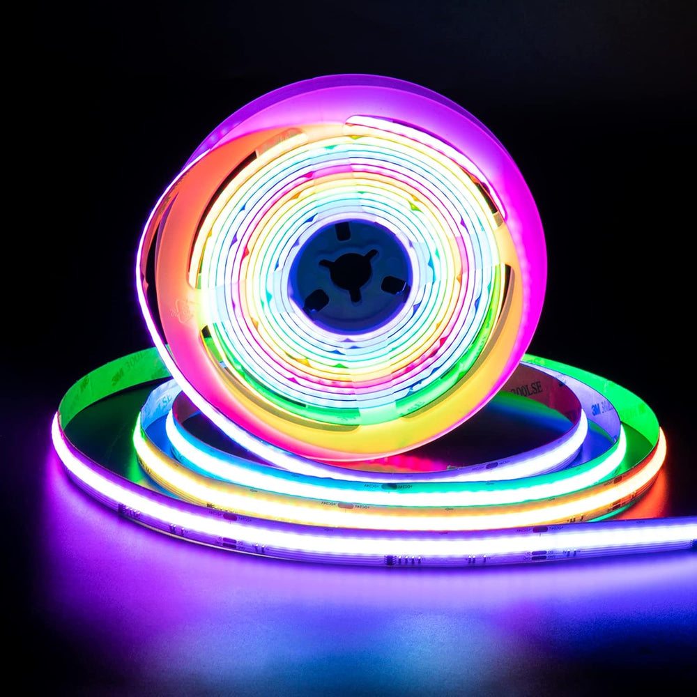 Outdoor Landscape Lighting LED 12V Low Voltage SLD21 Dotless COB Smart RGB-IC 3.9W/ft 12mm Addressable Color Flowing LED Strip Light DC24V Low Voltage Strip Light Available in IP20 for Indoor and IP65 Waterproof for Outdoor WS2811 Chip 32.8ft 10M IP20 Indoor Only