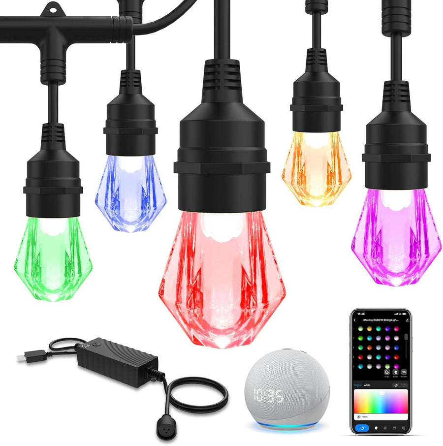 Outdoor Landscape Lighting LED 12V Low Voltage SLR103 LED RGBWIC Smart Bistro Acrylic String Lights Color Changing Outdoor Weatherproof 24V Edison Bulbs