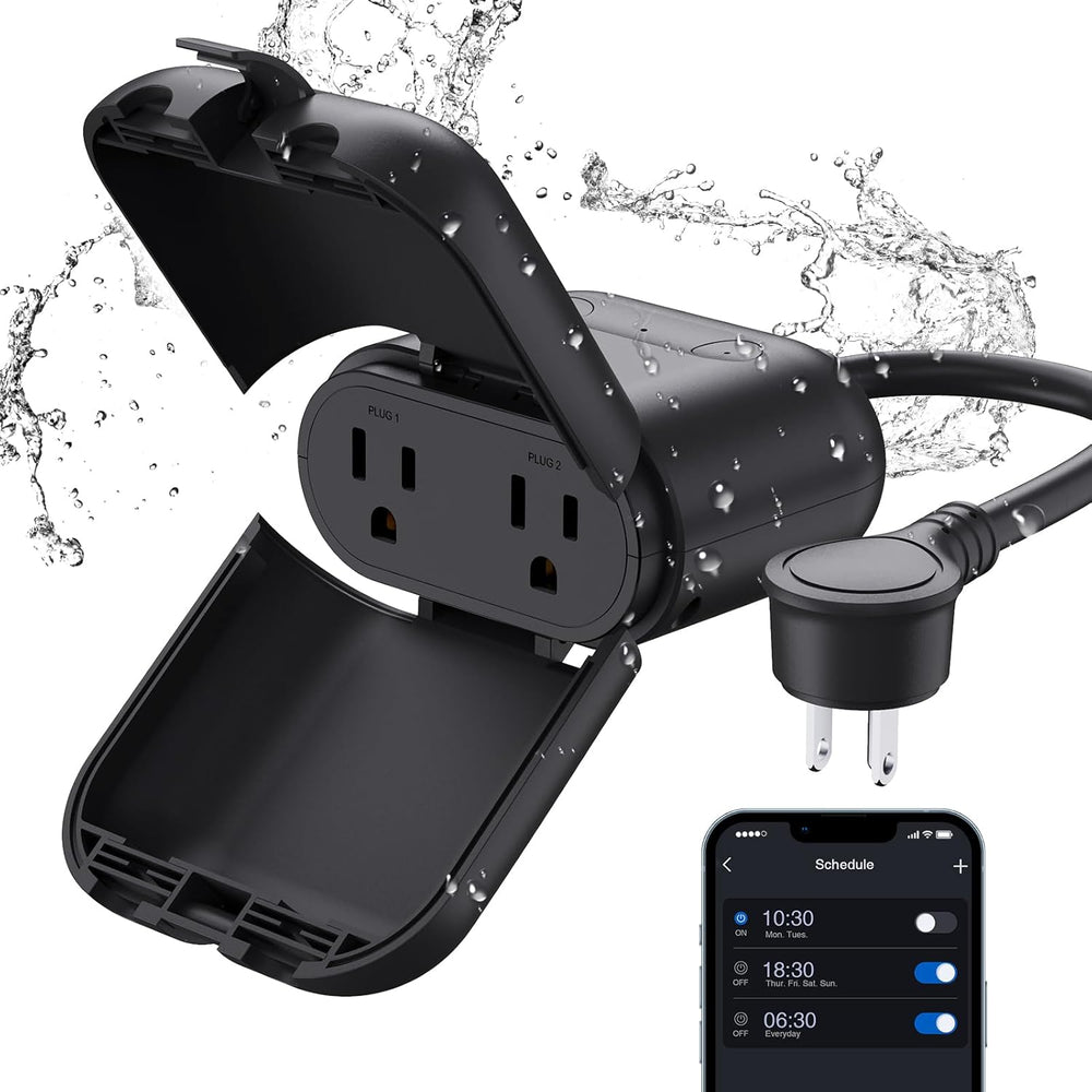Outdoor Landscape Lighting LED 12V Low Voltage Outdoor Smart Plug, Wi-Fi Outlet Timer Compatible with Alexa and Google Assistant IP66 Waterproof Dual Dimmable Sockets