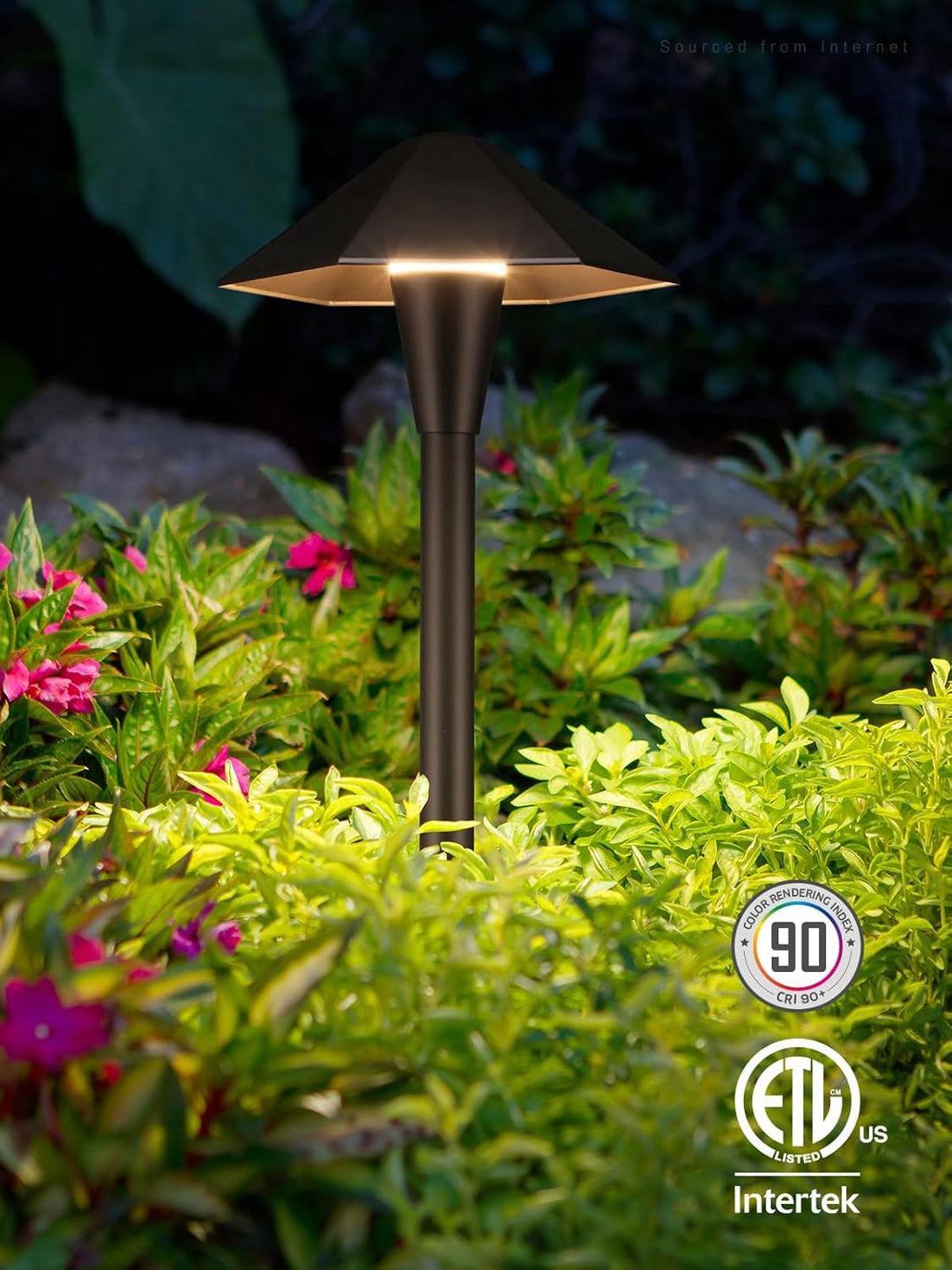 Outdoor Landscape Lighting LED 12V Low Voltage CDPAL03 Ombrello Spigoloso LED Landscape 3CCT Pathway Lights, 3000K/4000K/5000K, 5W 12-24V AC/DC Low Voltage Oil-Rubbed Bronze Hexagonal Outdoor Landscape Lighting
