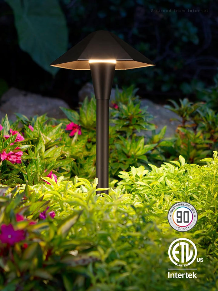 Outdoor Landscape Lighting LED 12V Low Voltage CDPAL03 Ombrello Spigoloso LED Landscape 3CCT Pathway Lights, 3000K/4000K/5000K, 5W 12-24V AC/DC Low Voltage Oil-Rubbed Bronze Hexagonal Outdoor Landscape Lighting