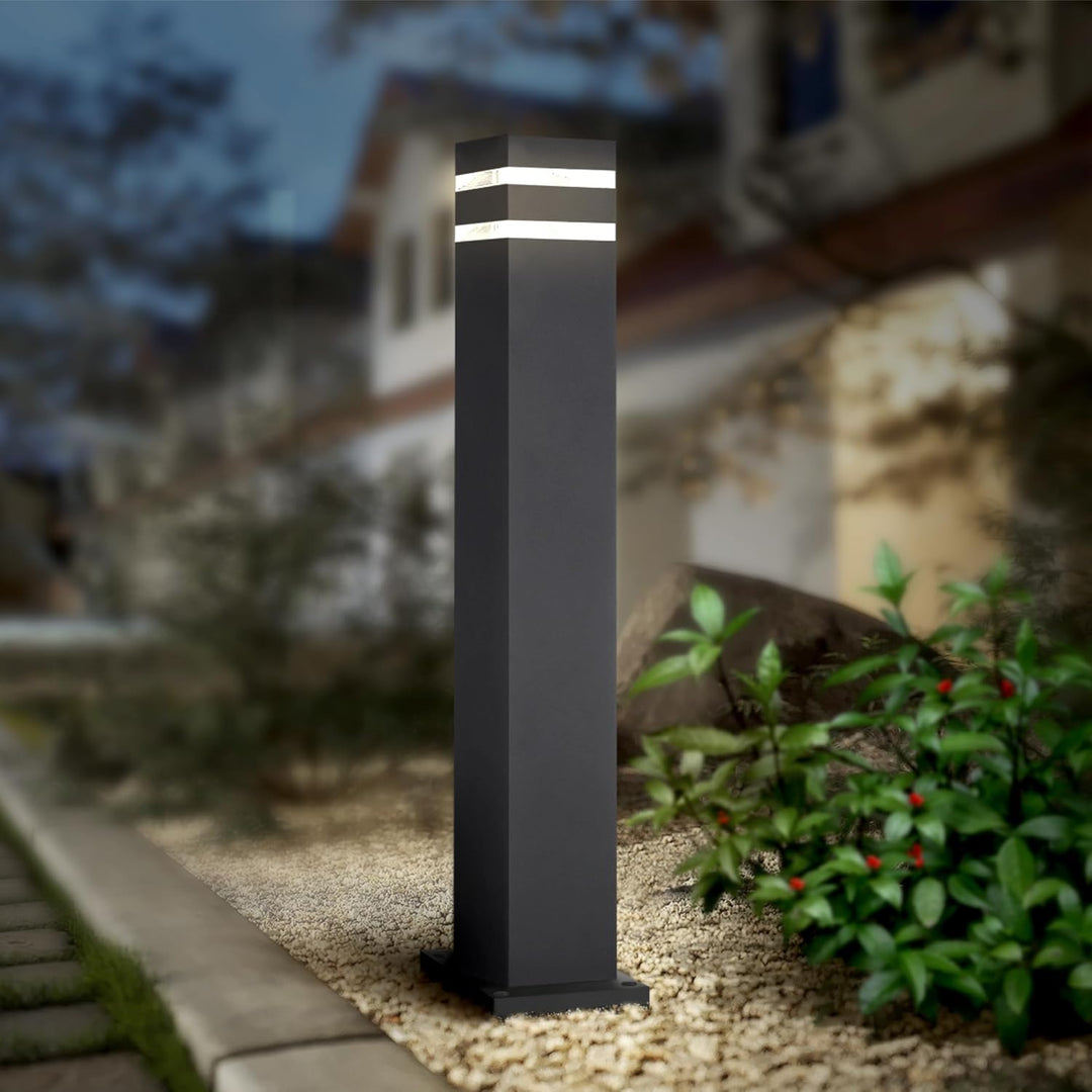 Outdoor Landscape Lighting LED 12V Low Voltage BPLA10 24" 120V Line Voltage E26 Socket Black Aluminum Square Bollard Path Light Outdoor Lighting