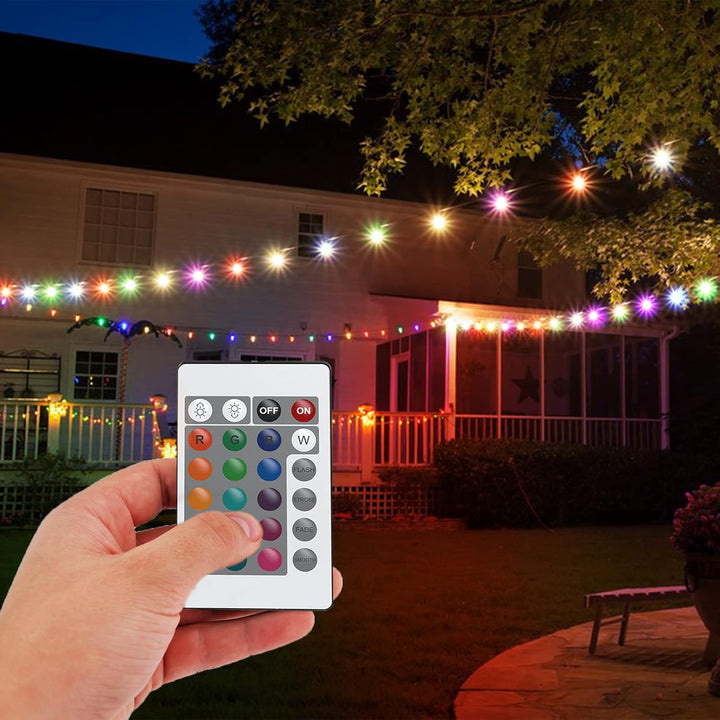 Outdoor Landscape Lighting LED 12V Low Voltage SLR104 50ft Adjustable Connector LED RGBW Bistro String Lights RGBW Color Changing Outdoor Weatherproof 12V 3W E10 B9 10pcs Bulbs