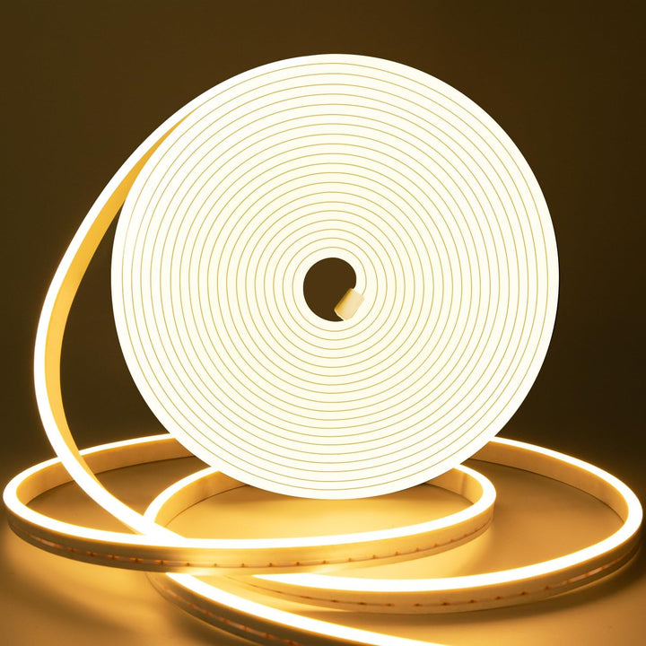 Outdoor Landscape Lighting LED 12V Low Voltage SLN05 Dotless Neon LED Strip Light 3000K/6000K DC24V IP65 Outdoor Rated Dimmable Low Voltage Silicone Strip Light with Mounting Clip, Screws, End Cap and Power Adapter