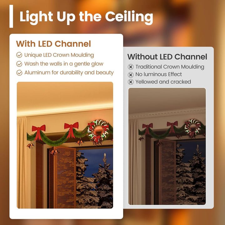 Outdoor Landscape Lighting LED 12V Low Voltage AC02 Aluminum Channel Crown Moulding Trim with Diffuser 5-Pack 3.3FT/1M (5M) For Strip Lights