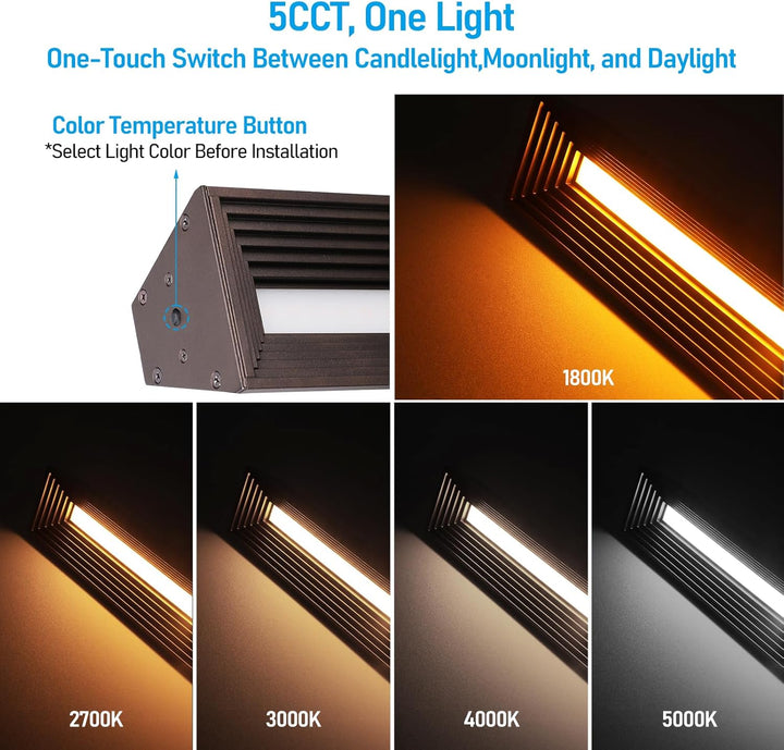 Outdoor Landscape Lighting LED 12V Low Voltage ALP54 Low Voltage Pathway Lights Package Arc-Shaped Oil-Rubbed Bronze Cast Aluminum, 7W 5CCT 12V-24V AC/DC LED Walkway Lighting IP65 Waterproof