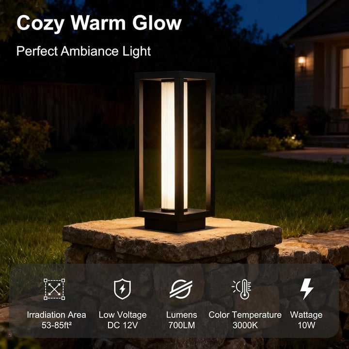 Outdoor Landscape Lighting LED 12V Low Voltage CPLA15 DC12V Low Voltage Integrated 10W 15" LED 3000K Outdoor Aluminum Ribbed Area Path Light Bolted Mount Base IP65 Waterproof