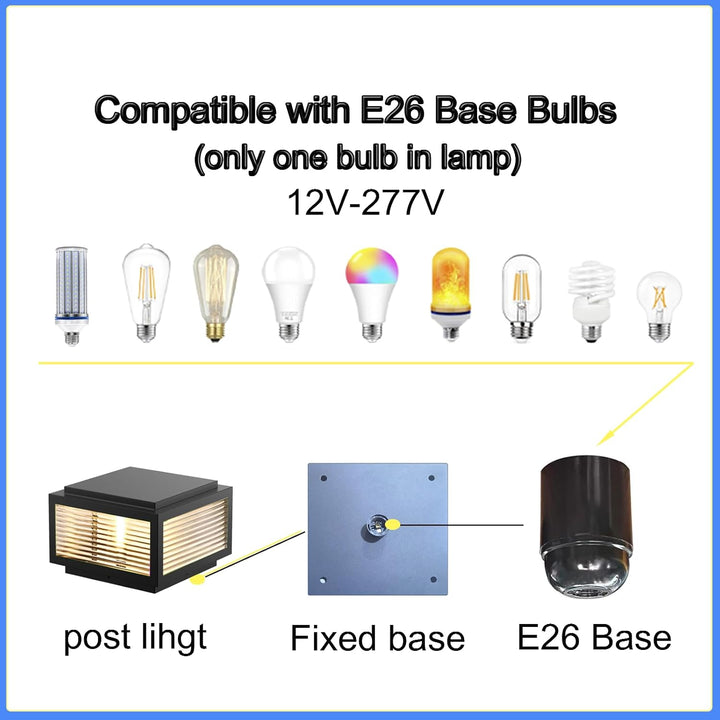Outdoor Landscape Lighting LED 12V Low Voltage CPLA05 Modern Outdoor Post Light with Tempered Glass Shade Fence Deck Cap Lantern with E26 9W 3000K 110V AC Line Voltage Stainless Steel LED IP55 Waterproof, Electric-Powered, with Adaptable Low-Voltage E26/E27 LED Compatibility