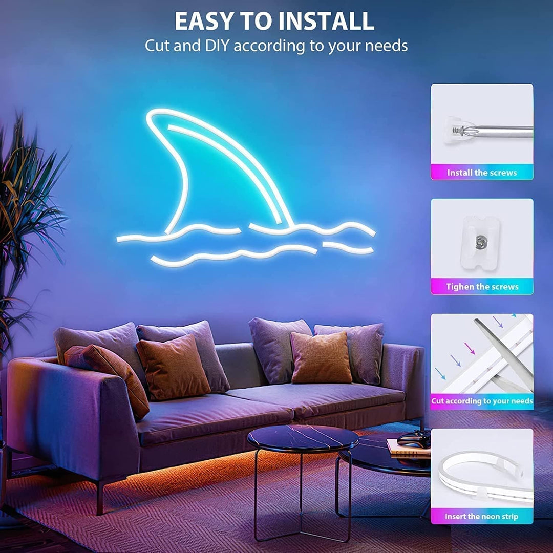 Outdoor Landscape Lighting LED 12V Low Voltage SLNR05 Dotless COB Smart Bluetooth RGB Neon LED Strip Light 8mmx12mm DC24V 2.2W/ft IP65 Outdoor Rated Dimmable Low Voltage Silicone Strip Light with Mounting Clips and Screws