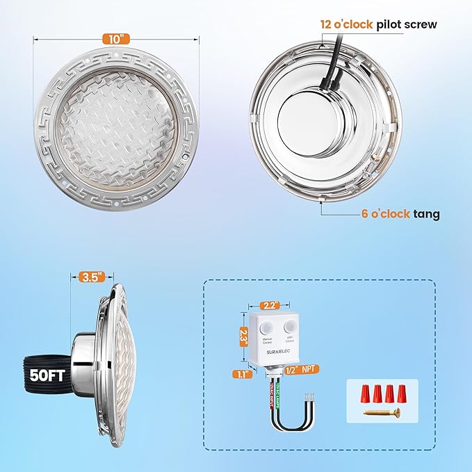 Outdoor Landscape Lighting LED 12V Low Voltage PL35 12V AC Smart LED Stainless Steel Pool Light Jacuzzi Spa RGB Color Changing Low Voltage Light, Works with Alexa, Google Assistant via Smart Life App