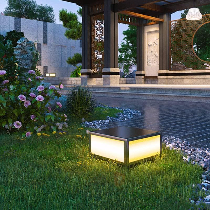 Outdoor Landscape Lighting LED 12V Low Voltage CPLA04 Modern Pillar Lamp Post Light with Tempered Glass Shade Fence Deck Cap Lantern with E26 9W 3000K 110V AC Line Voltage Stainless Steel LED IP55 Waterproof, Electric-Powered, Low-Voltage E26 LED Compatible