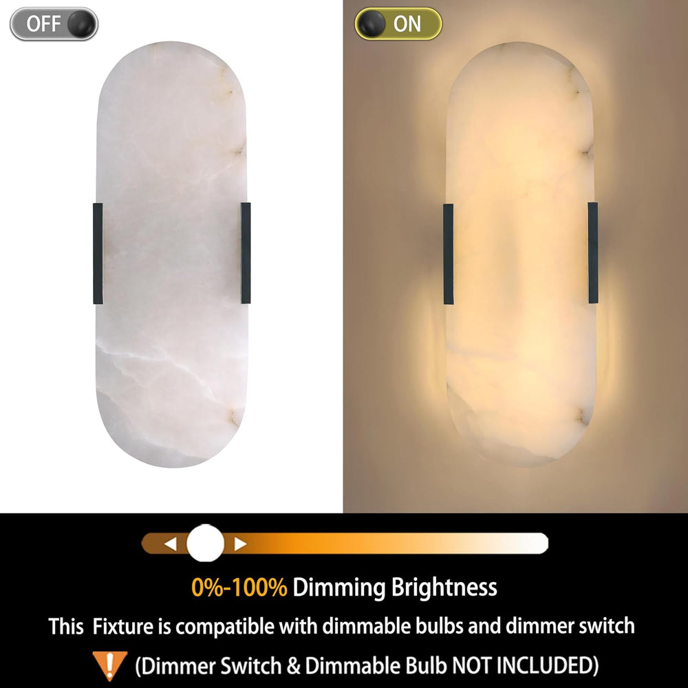 Outdoor Landscape Lighting LED 12V Low Voltage SCH12 Alabaster Marble 15" Indoor Wall Sconce Light Dimmable LED E12 Candelabra Base Socket Line Voltage 120V