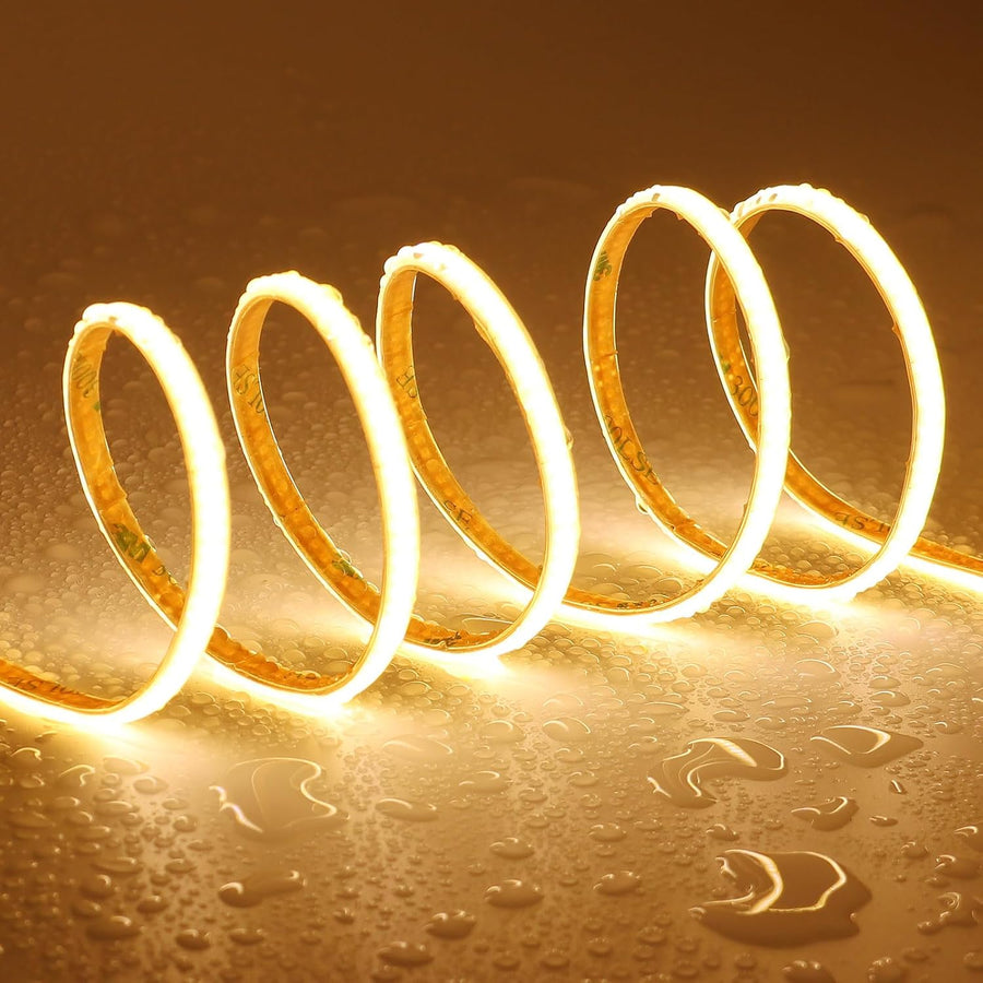 Outdoor Landscape Lighting LED 12V Low Voltage SLD26 Dotless 5mm 1.52W/ft 16.4ft Super Slim Edgeless Single Color Linear DC12V COB LED Strip Lights Low Voltage FCOB Tape Light IP65 Outdoor Waterproof