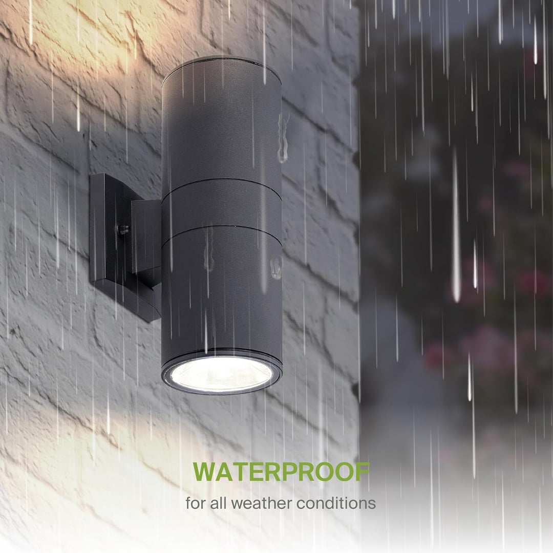 Outdoor Landscape Lighting LED 12V Low Voltage SCSH02 120V Line Voltage LED Aluminum Cylinder Up Down Light 2 Directional Sconce Lighting Medium Base Sockets