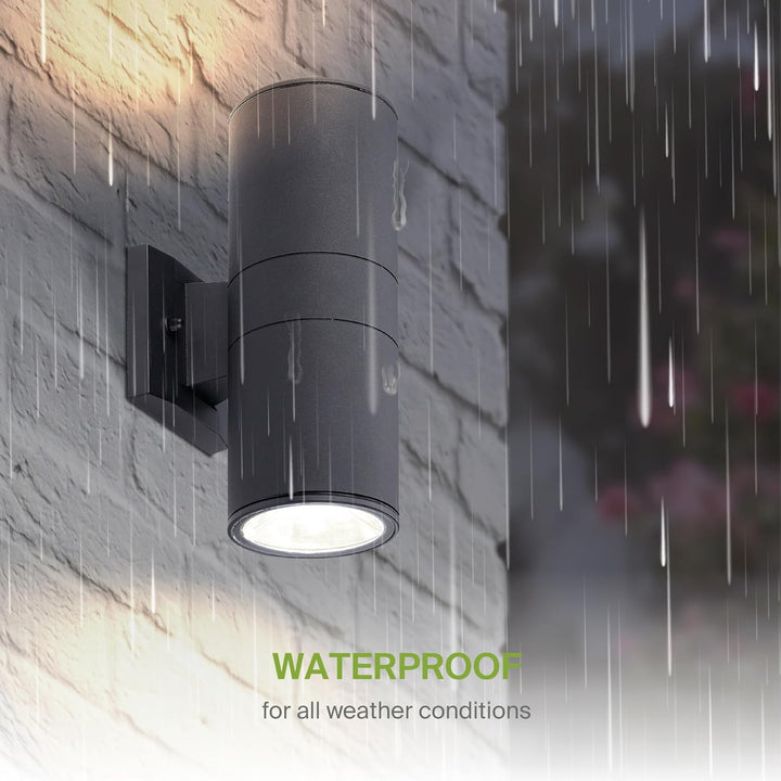 Outdoor Landscape Lighting LED 12V Low Voltage SCSH02 120V Line Voltage LED Aluminum Cylinder Up Down Light 2 Directional Sconce Lighting Medium Base Sockets