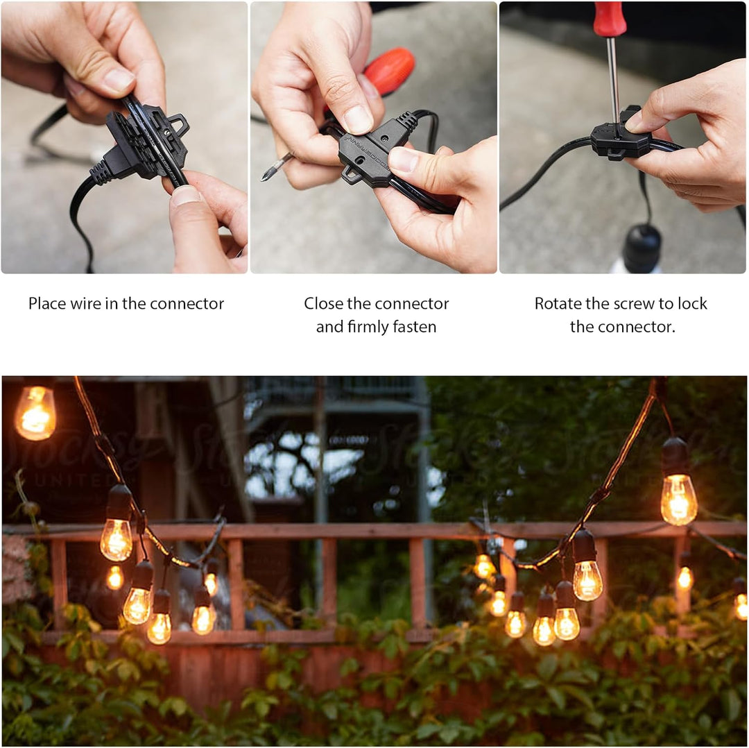Outdoor Landscape Lighting LED 12V Low Voltage SL103 2800K Warm White LED Low Voltage Bistro String Lights 50 FT Outdoor Weatherproof 10pcs Connect Anywhere 12V Edison Bulbs