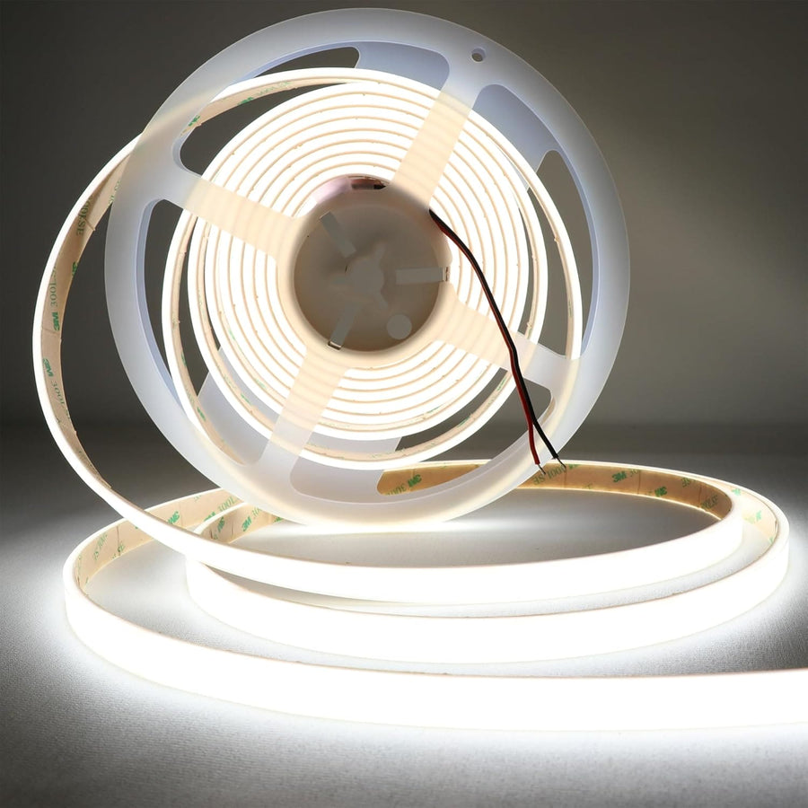 Outdoor Landscape Lighting LED 12V Low Voltage SLD25 Dotless Linear LED Dimmable, 6000K Cool White 4.27W/ft 16.4ft COB Strip Lights IP67 Waterproof Low Voltage 12mm DC12V/24V Diffused Tape Light