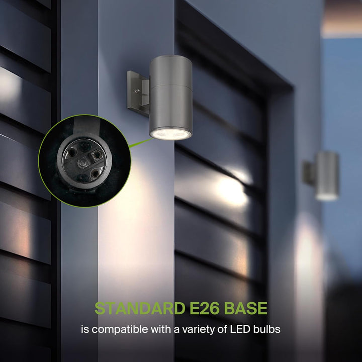 Outdoor Landscape Lighting LED 12V Low Voltage SCSH03 120V Line Voltage LED Aluminum Cylinder Up Down Light Mono Directional Sconce Lighting Medium Base Sockets