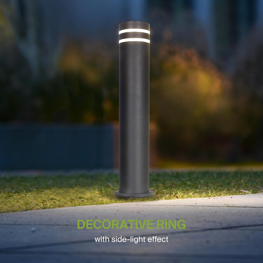 Outdoor Landscape Lighting LED 12V Low Voltage BPLA09 24" 120V Line Voltage E26 Socket Black Aluminum Round Bollard Path Light Outdoor Lighting 1 Pack