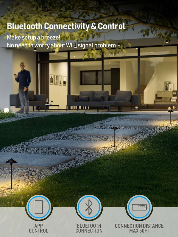 Outdoor Landscape Lighting LED 12V Low Voltage ALPR10 LED Landscape Smart Color-Changing Pathway Lights Package, Adjustable 3000K-5000K 5W 12-24V AC/DC Low Voltage Oil-Rubbed Bronze Mushroom Outdoor Landscape Lighting