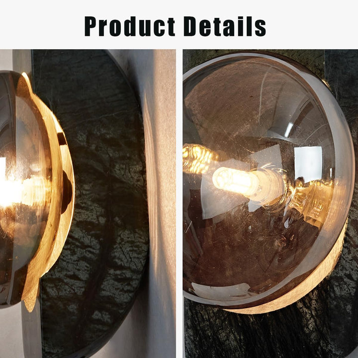 Outdoor Landscape Lighting LED 12V Low Voltage SCH13 Smoked Luster Veining Globe Solid Green Marble Indoor and Outdoor Wall Sconce Light 6.9"x5.5"x10.9" LED G9 Base Socket Line Voltage 120V Waterproof