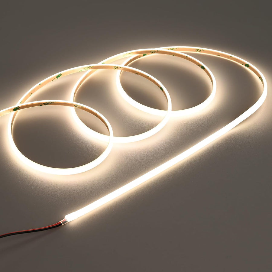 Outdoor Landscape Lighting LED 12V Low Voltage SLN13 Dotless Ultra Thin COB Neon LED Strip Light 1.46W/ft 5x3mm 3000K/4000K DC24V IP65 Outdoor Rated Dimmable Low Voltage Silicone Strip Light with Back Adhesive
