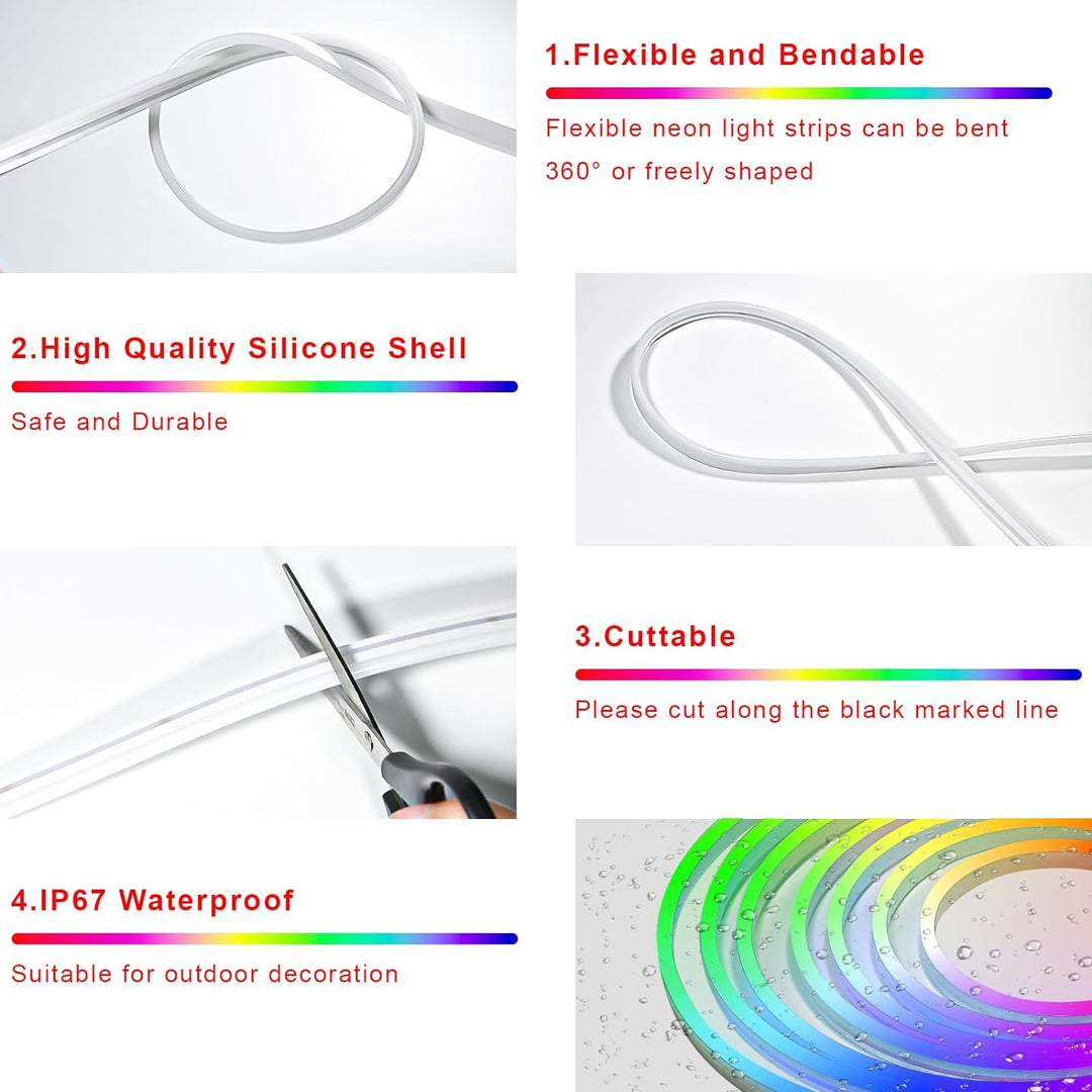 Outdoor Landscape Lighting LED 12V Low Voltage SLNR03 Dotless Neon RGB+IC LED Strip Light 5M DC24V IP67 Outdoor Rated Dimmable Low Voltage Strip Light