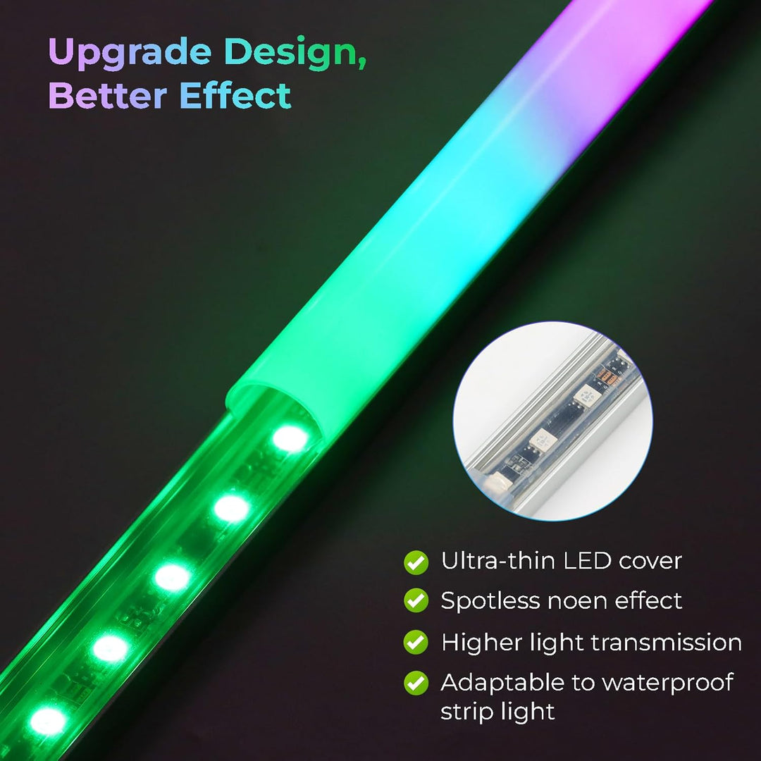 Outdoor Landscape Lighting LED 12V Low Voltage AC09 U-Shaped Spotless Aluminum Channel 3.3FT/1M For Max 16mm Width LED Strip Lights Pack of 6 and 10