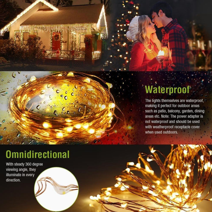 Outdoor Landscape Lighting LED 12V Low Voltage Fairy Lights LED 4.5V Low Voltage Dimmable Copper Wire Starry String Lights 2700K or 5000K IP65 Waterproof with Remote Control and Adapter